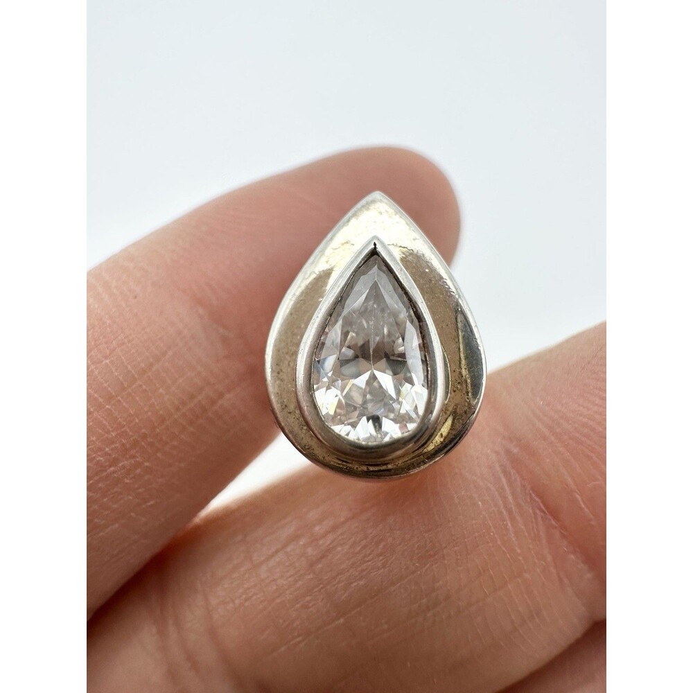 925 Sterling Silver Teardrop C Z Pendant Slide On
